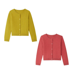 2025 New Autumn and Winter Girls' Knitwears Kidsren's Butterfly Flower Long-Sleeved Buttoned Cardigan Outwear Knitwear Kidsren's Clothing