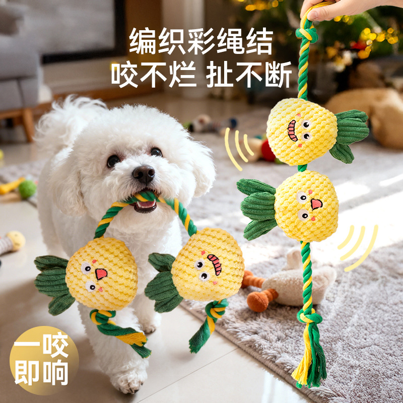 Nuevo juguete de frutas sonoras para perros, dientes resistentes a la mordida, dientes limpiadores, consumo de energía para mascotas, juguetes para perros, compañía image 1