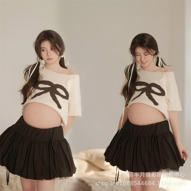 Photo Studio Pregnant Women Photo Clothes Autumn and Winter New Playful Cute Pregnant Mothers Small Fresh Pregnant Women Home Photo Clothes