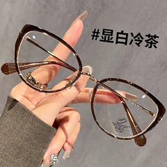 冷たい茶色の猫の目のメガネの女性は近視の度数のすっぴんの神器を配合することができます。