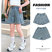 外贸批发女童童裤牛仔裙裤夏女孩时尚热裤夏装童裤中大童牛仔短裤