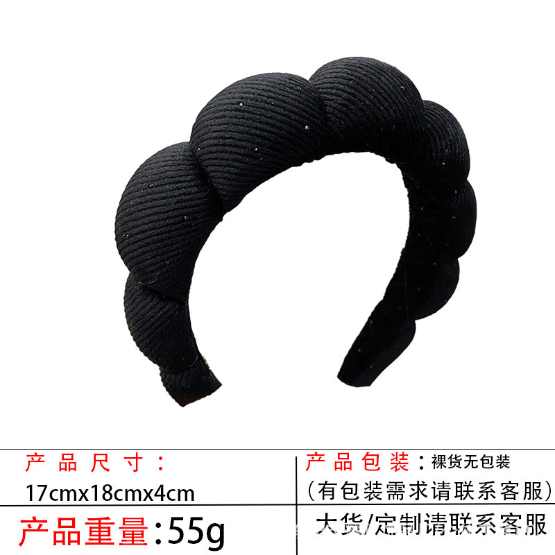跨境海绵云朵发箍批发高颅顶高级感毛巾布麻花女士洗脸手腕带头箍|undefined