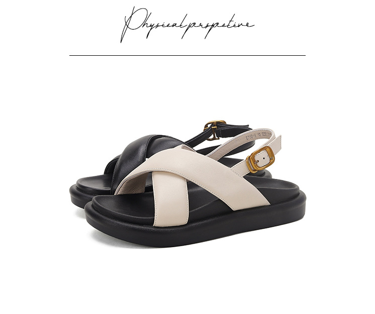 Sandal hở ngón đế dày thường ngày cho nữ – giày đi biển đế bằng hở ngón thời trang đơn giản — Màu đen chi tiết 20