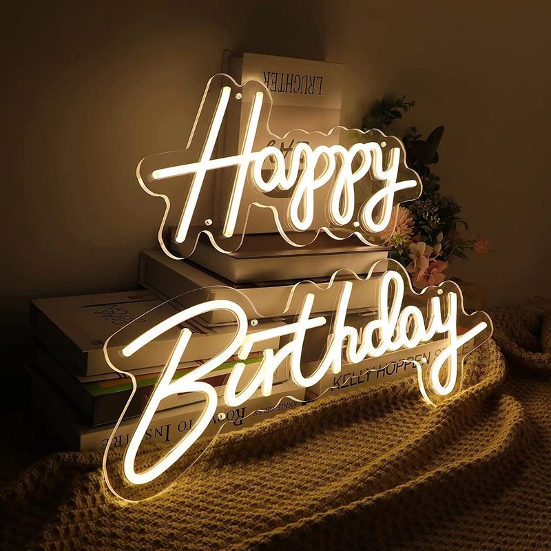 Happy Birthday Led Neon Light Letter Sign Birthday Scene Decoration Light Creative Atmosphere Light with Adjustable Brightness Happy Birthday Led Neon Light Letter Sign Birthday Scene Decoration Light Creative Atmosphere Light with Adjustable Brightness