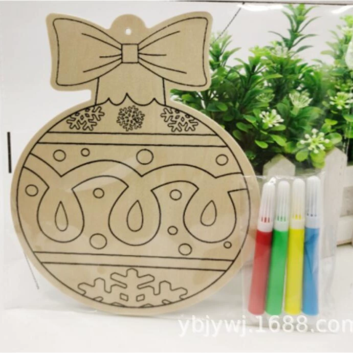 Деревянные праздничные украшения Рождественская елка висит щепа дети граффити DIY художественные промыслы производитель