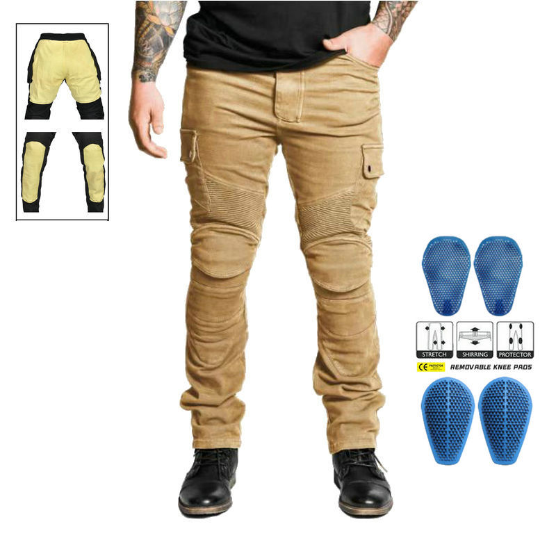 VOLERO jeans de motocicleta pantalones retro anti-caída de motocicleta pantalones Kevlar pantalones de ciclismo anti-desgarro equipo de protección de silicona