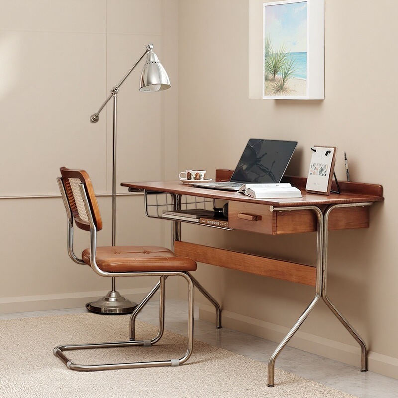 Retro Solid Wood Desk, Antique Style Single-Person Writing Desk, Computer Desk, Nordic Small Apartment Simple Storage Office Desk Retro Solid Wood Desk, Antique Style Single-Person Writing Desk, Computer Desk, Nordic Small Apartment Simple Storage Office Desk