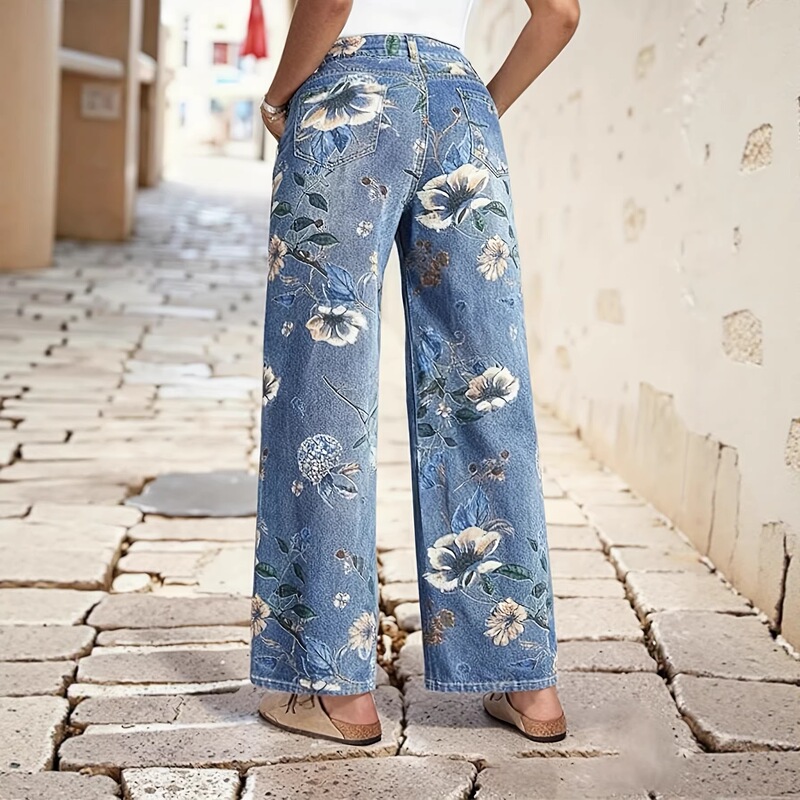 Women's Loose-Fit Barrel-Shaped Jeans, Boyfriend Style Mid-Waist Leopard Print Wide-Leg Jeans, Fashionable Loose Fit Women's Loose-Fit Barrel-Shaped Jeans, Boyfriend Style Mid-Waist Leopard Print Wide-Leg Jeans, Fashionable Loose Fit