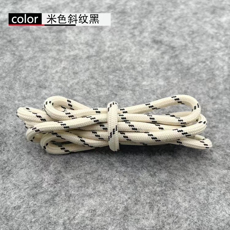 Cordones redondos de 5 mm para zapatos de papá, botas de senderismo, botas estilo Martin, con rayas diagonales en negro, blanco y amarillo.