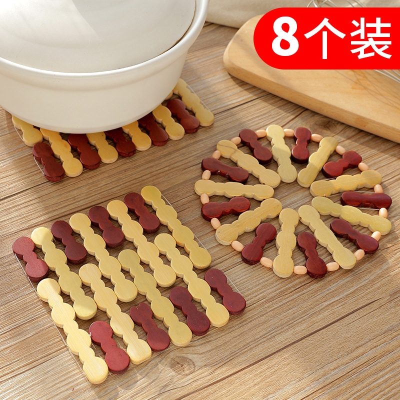 Vegetable Mat Heat Insulation Mat Table Mat Coaster Bowl Anti-scalding Pot Mat Plate Bamboo Mat Household Placemat Heat Resistant Bowl Mat