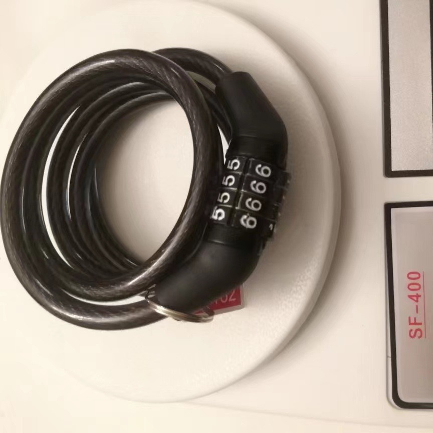 Candado de combinación de 4 dígitos para bicicleta o scooter, con cable de acero image 4