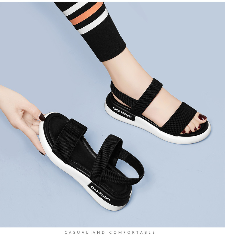 Sandal thể thao nữ đế dày da thật chống trượt mùa hè — 12067 màu đen, Màu be 12067 chi tiết 8