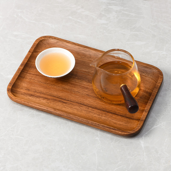 Walnut solid wooden cubic dining plate trumpet tray tea tray acacia…