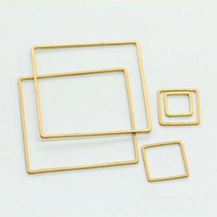 brass square copper frame closed ring diy material square frame headdress apparel earrings seamless copper ring square