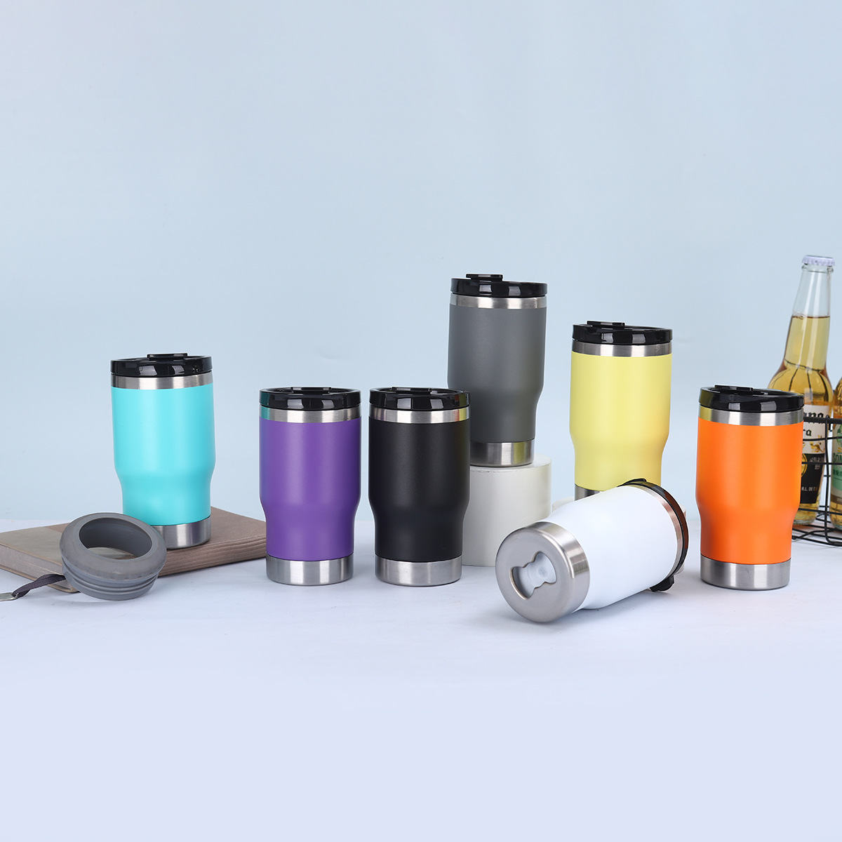 대외 무역 14 온스 단열 차가운 탱크 더블 진공 코크스 맥주 아이스 컵 병따개 휴대용 보온병 컵