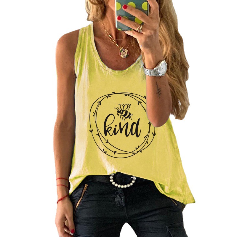 summer fashionable tank top with a round collar sleevless
