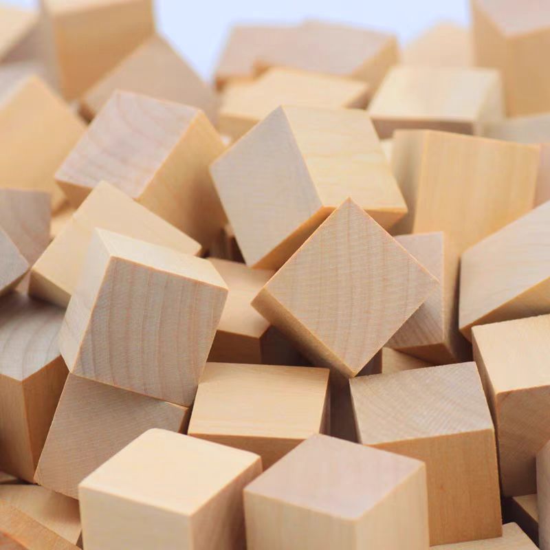 Large Cube Building Block Cube 1-8cm Mathematics Teaching Aids Original Wooden Square Building Model Material