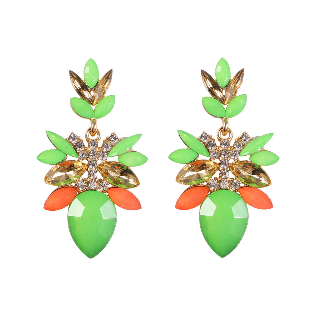 Pendientes Femeninos De La Piedra Preciosa De La Flor En Forma De Gota Del Diamante De La Aleación De La Moda display picture 4