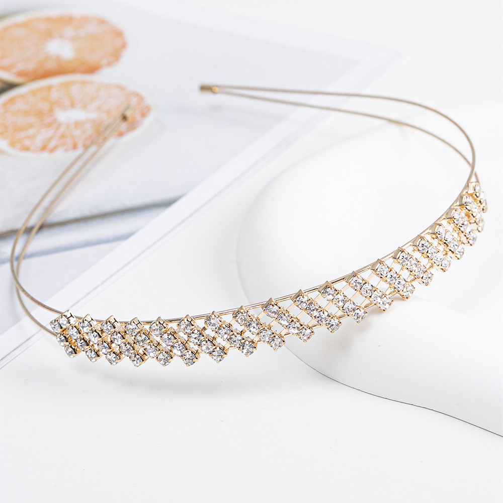 Square Pattern Girl'S Gender Inlay Design Simple Style Style Simple Style Square Rhinestone Inlay Rhinestones Hair Band 1 Piece