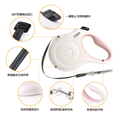 Pet leash, dog leash, dog leash, golden retriever automatic reflective retractable rope, cross-border wholesale pet supplies