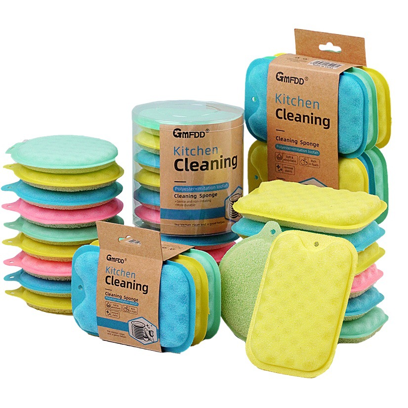 Dot esponja de doble cara antiadherente aceite de limpieza almohadilla de fregado plato paño cocina hogar lavavajillas bloque de esponja trapo mágico