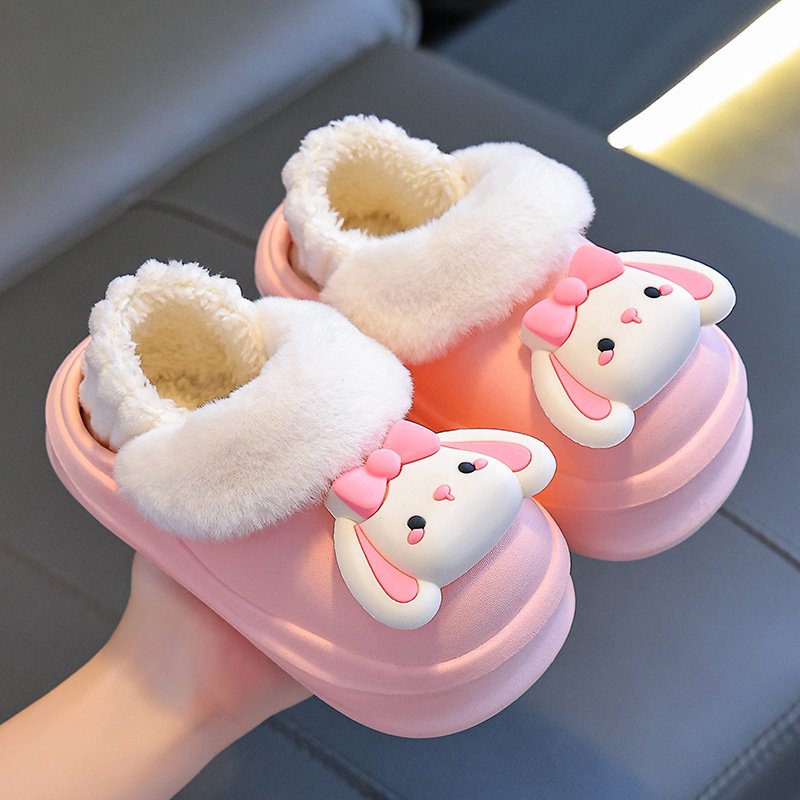 Zapatillas de algodón para niños de invierno, zapatillas de algodón impermeable para padres e hijos, niños pequeños y medianos, zapatos caseros para bebés