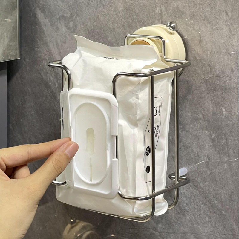 Toallas de papel de baño toallas húmedas rack de almacenamiento de toallas de lavado facial rack de almacenamiento de artículos de baño sin perforación tipo de bombeo de suspensión multifuncional