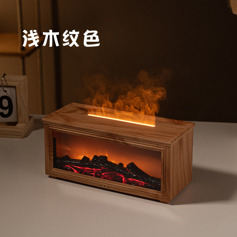 跨境热销火焰香薰机复古3D立体壁炉式七彩氛围火焰超声雾化香薰机|undefined