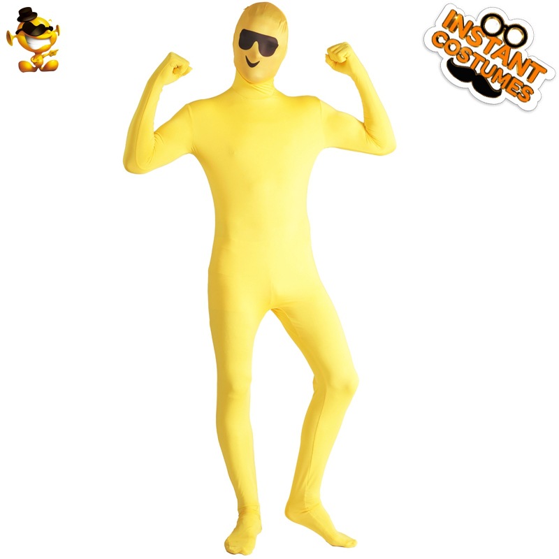 Adultos de Halloween divertido amarillo expresión invisible mono traje divertido de los hombres y las mujeres del partido traje
