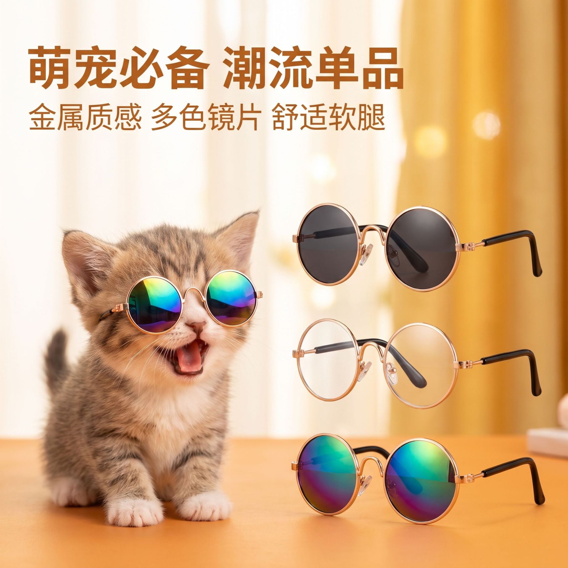 Fabricantes al por mayor perros gatos gafas de mascota tendencia creativa pequeña gafas de sol juguetes de algodón muñeca fotos gafas de sol