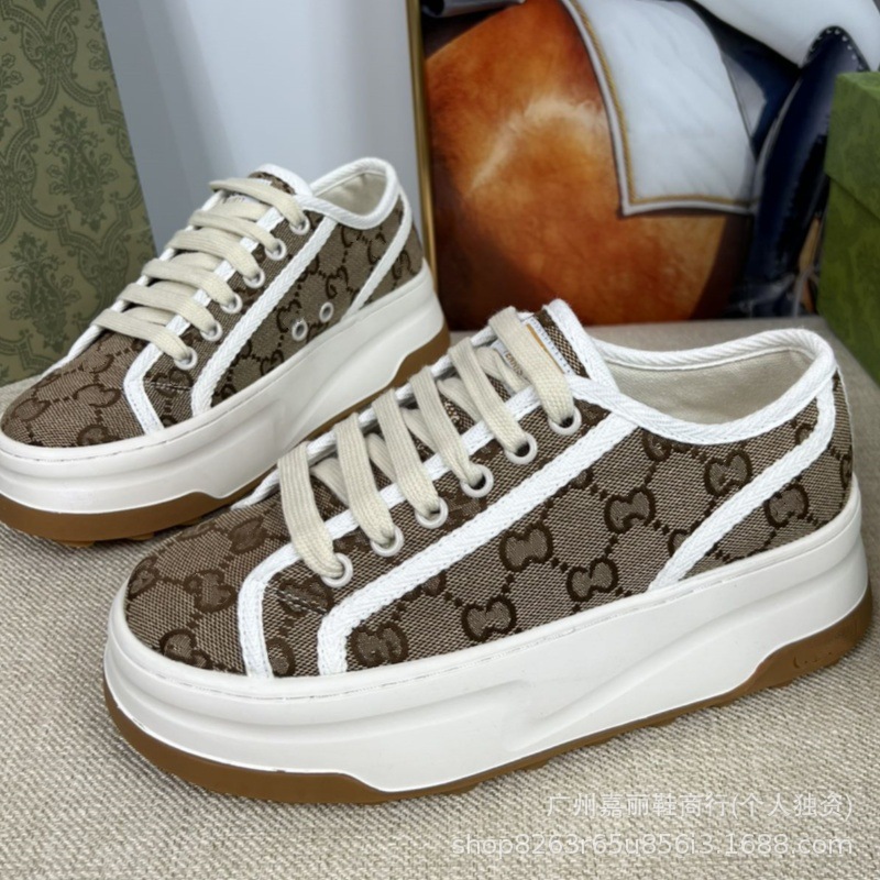 G Brand 2025 New Thick-Soled Height-Increasing Sneakers Retro Embroidered Casual Platform Shoes Canvas Shoes Single Shoes