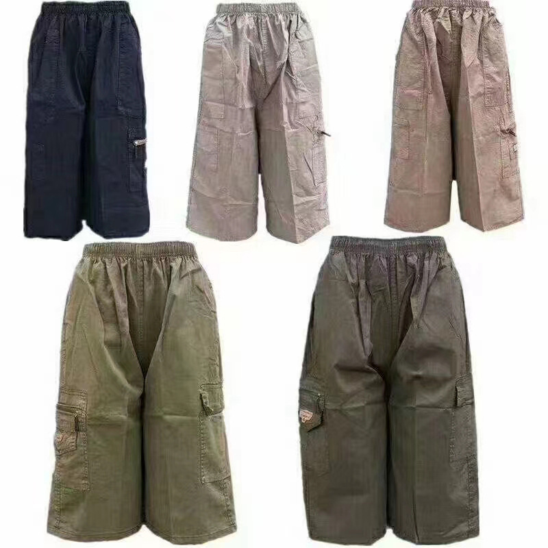 Middle-Aged and Elderly Large Size Casual Men's Mid-Pants Loose Beach Pants Men's Middle-Aged Shorts Street Stall Supply Wholesale Pants