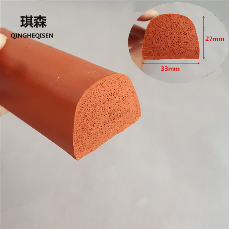 33*27mm硅胶半圆发泡海绵平板橡胶垫机电柜箱门高温扁方条密封条