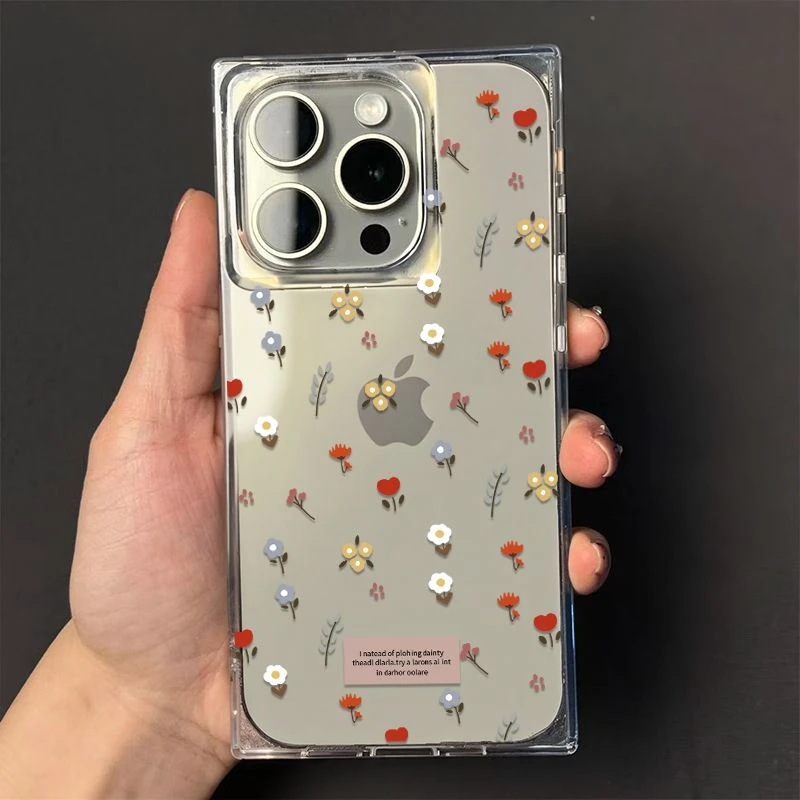 Ice Crystal Cube Small Floral Pattern Suitable for Apple 17 Pro Phone Case iPhone 15/16 Transparent 13 Fresh 14 Soft Case