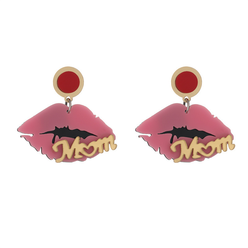 Nuevo Día de la madre acrílico carta costura pendientes amor personalizado doble capa mamá pendientes para las mujeres