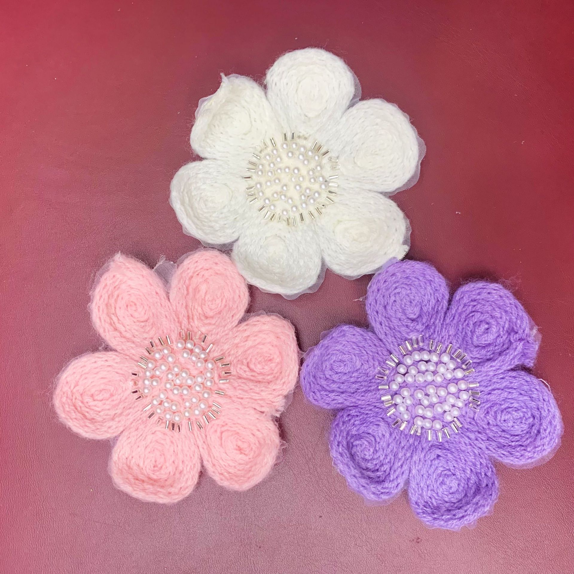 现货羊毛立体花朵钉珠包包家纺手作冬装童装配饰花边辅料花片贴