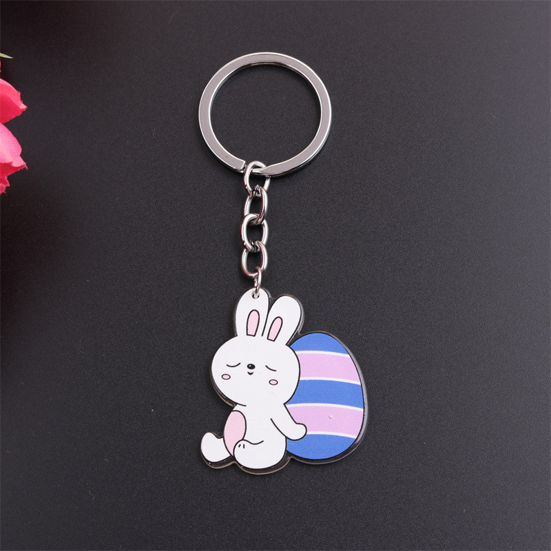 Simple Style Rabbit Animal Stainless Steel Arylic Printing Easter Keychain display picture 14