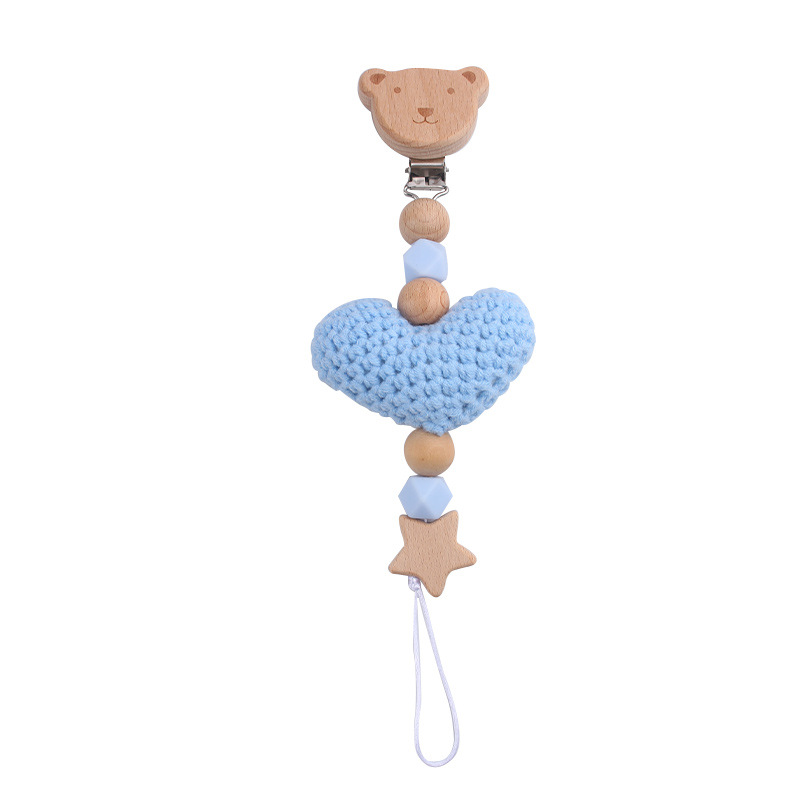 Nuevos bebés caricaturas Bees chupeta clips DIY lana amor de cordón de goma de madera cuentas chupeta cadena anti-caída cadena