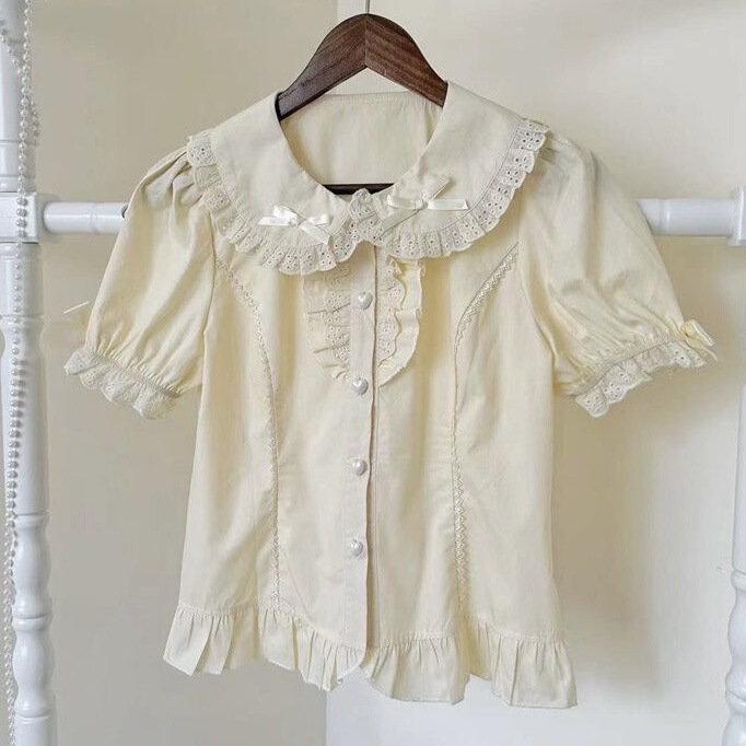 French-Style Doll Collar Shirt, Sweet Petite Shirt, Summer 2026 New Stylish Lace Short-Sleeve Top for Women