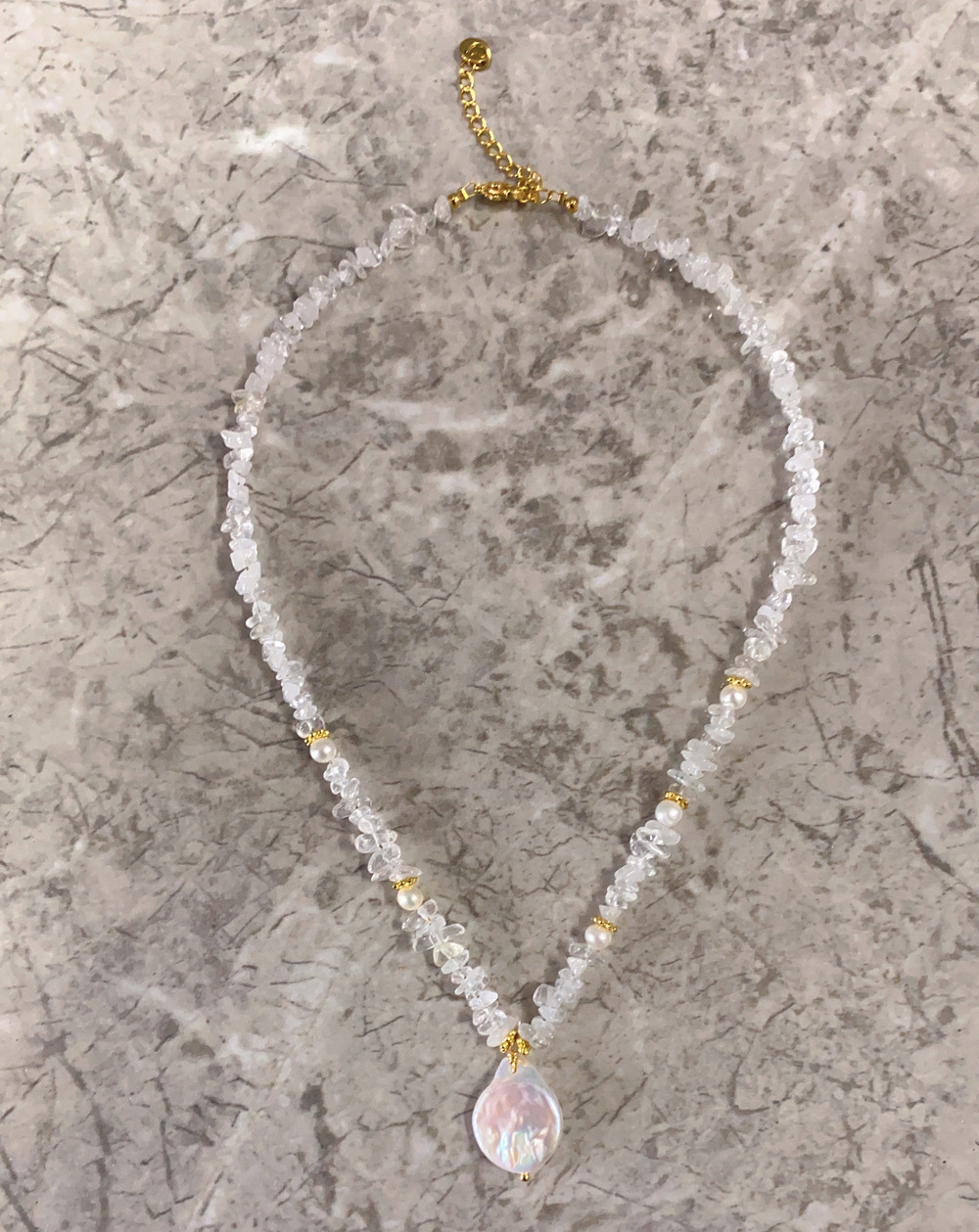 116g Weight Pendant Necklace Classification Retro Color Block Natural Stone Pearl Titanium Steel Beaded Plating Pendant Necklace 1 Piece