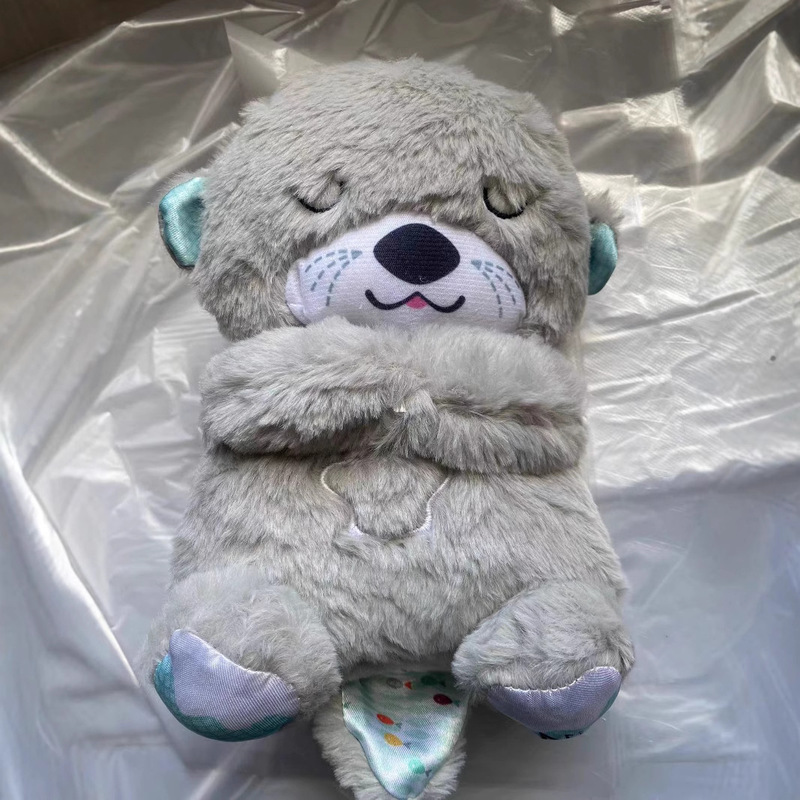 国境を越えた呼吸するカワウソなだめるぬいぐるみ赤ちゃん睡眠人形ギフト呼吸するカワウソの耳が動く|undefined