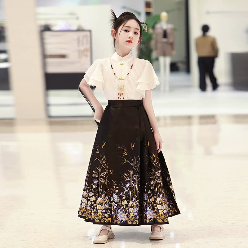 Лошадь юбка для девочек лето 2024 новый детский древний стиль