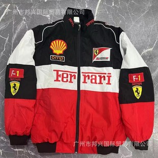 F1 Embroidered Racing Suit Motorcycle Cycling Suit Jacket Fully Embroidered Racing Suit Embroidered Casual Long-Sleeved Winter Cotton Suit