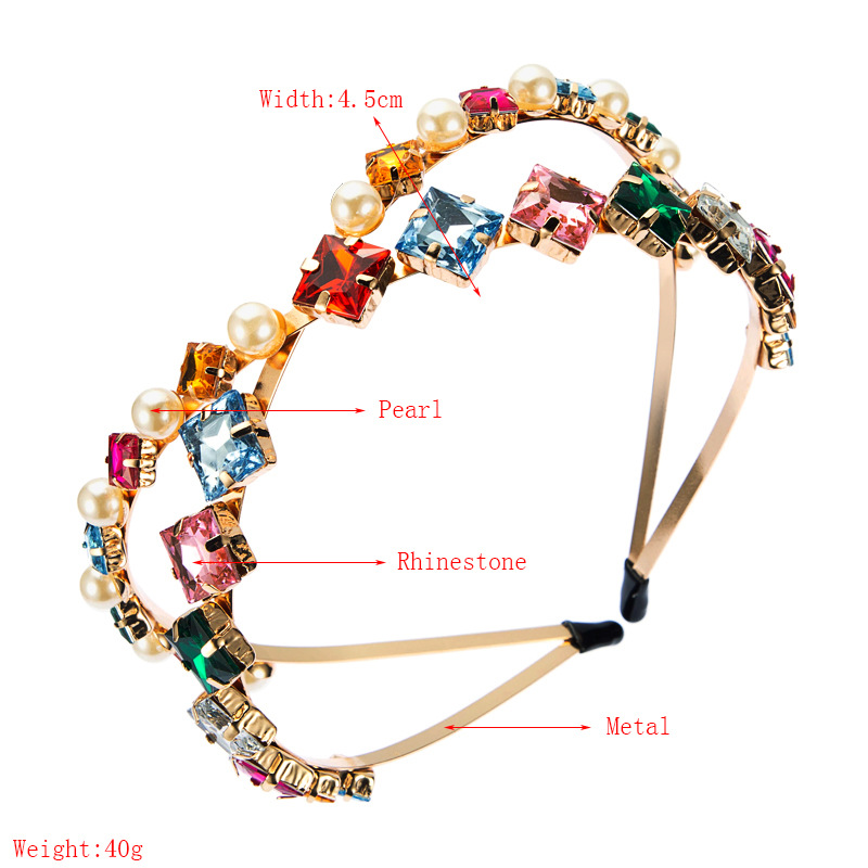 Fashion Double-layer Pearl Inlaid Rhinestone Headband display picture 1