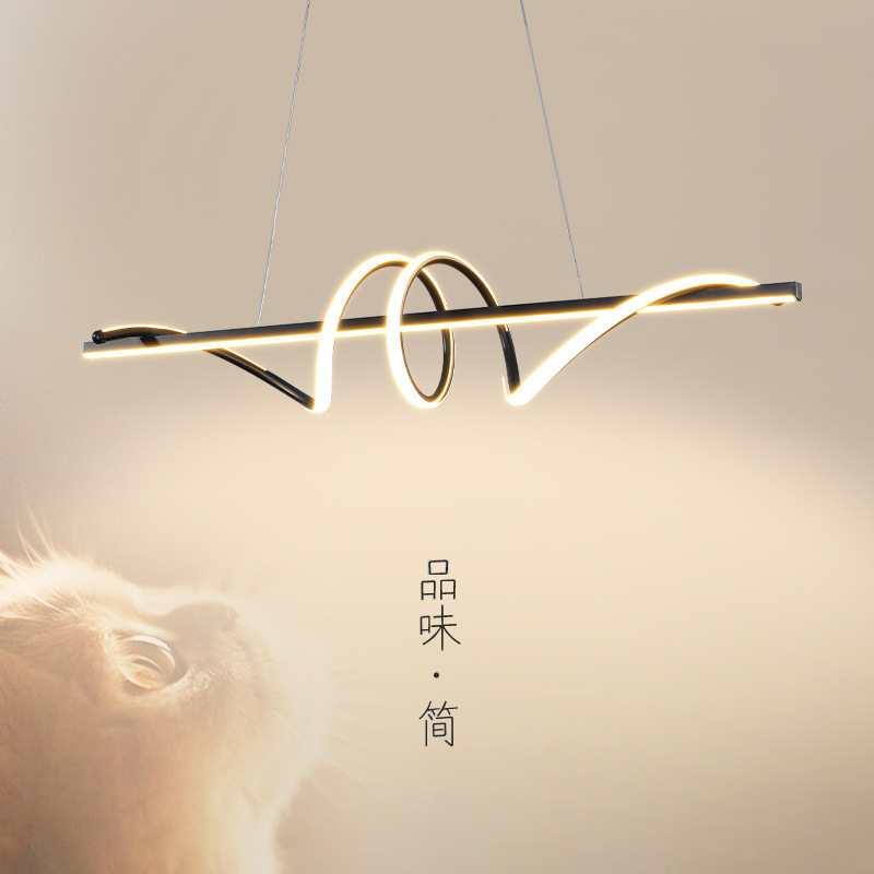 New dining table chandelier led creative aluminum line dining hall lamp minimalist art dining room bar club chandelier