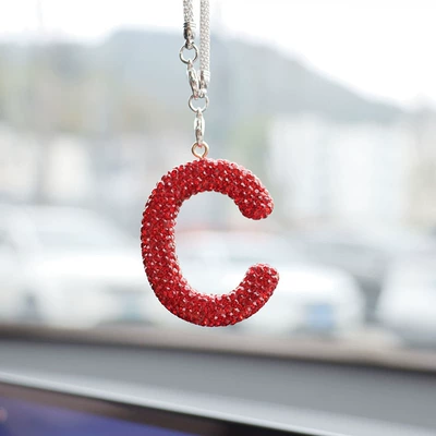 Cross-border letter clay car: Car hanging - c-big-red-letter-car-pendant