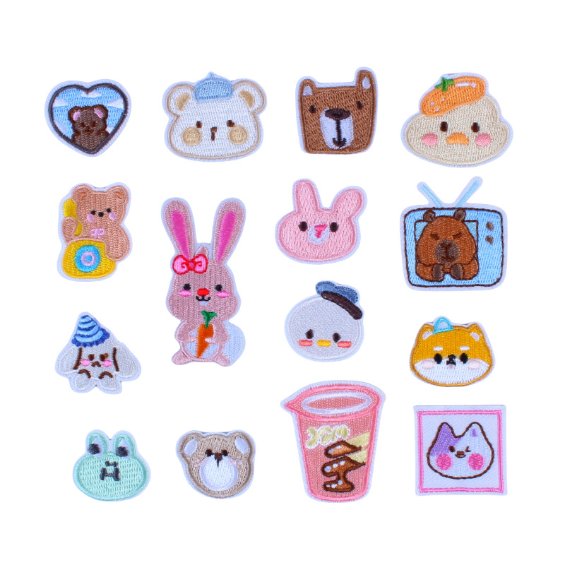 小尺寸动物头刺绣布贴熨烫兔子小熊可爱补丁贴DIY手工绣花标辅料