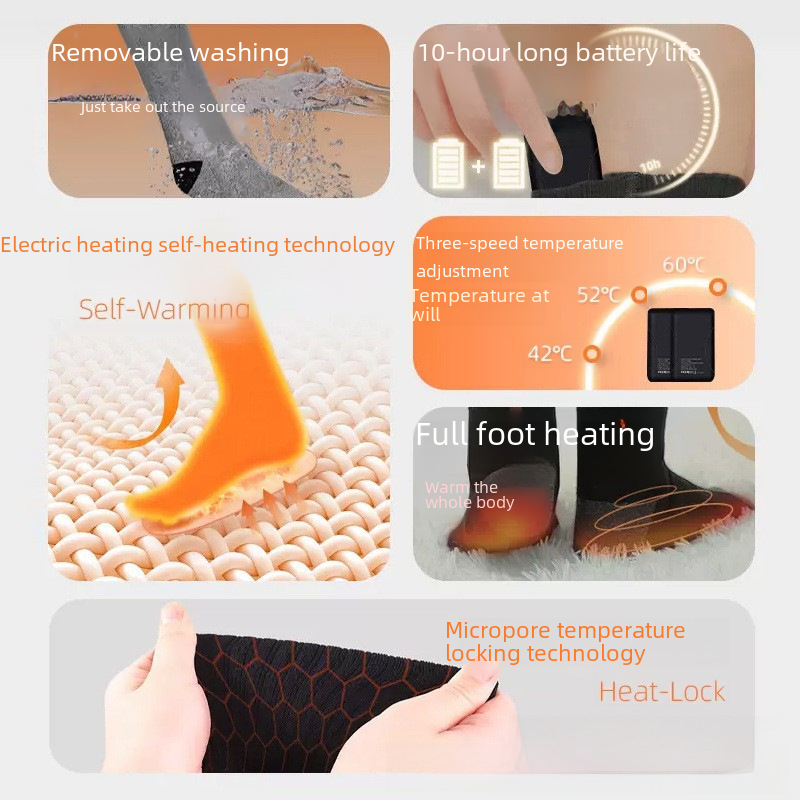 Smart Thermal electric socks outdoor riding heating comfortable skiing sports thermal long electric socks in stock_voghion.com