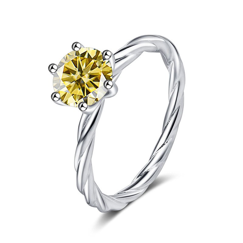 Torsión de pared torcida S925 anillo de plata para mujeres de oro pt950 un quilate D color mosaicita con certificado de prueba de lápiz de diamante