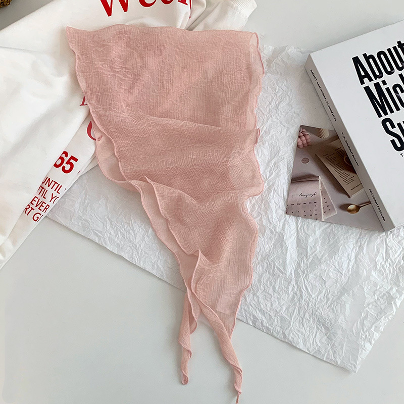 Bufanda de seda de alta calidad nueva bufanda pequeña lisa bufanda fina de todo fósforo literaria bufanda en la cabeza multiusos cinturón de la bufanda en forma de diamante